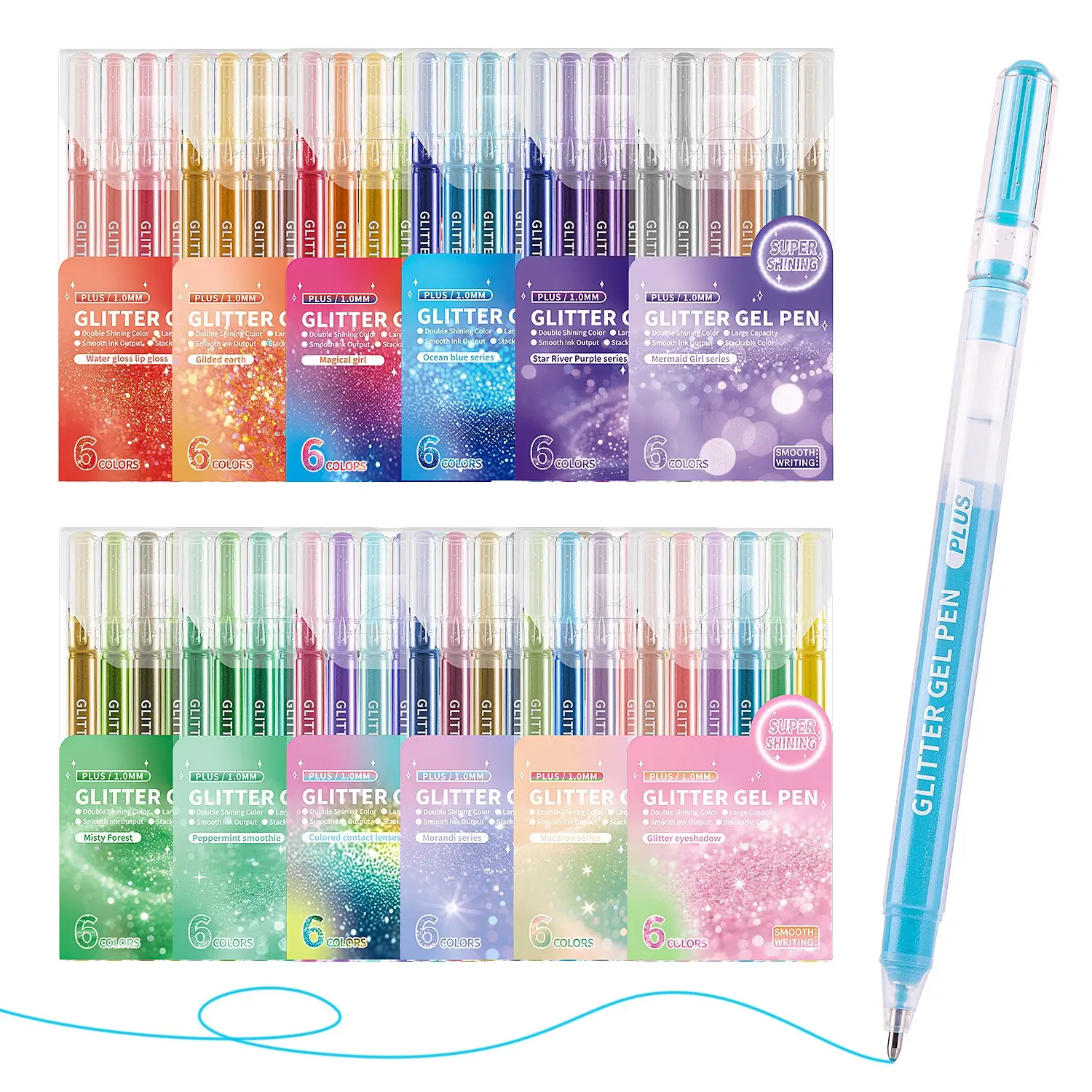 Large Capacity 72-Piece Glitter Gel Pens Set, Compatible with Writing Paper, Leather Cardstock, Hand-Drawn Greeting Cards, Professional Art Supplies