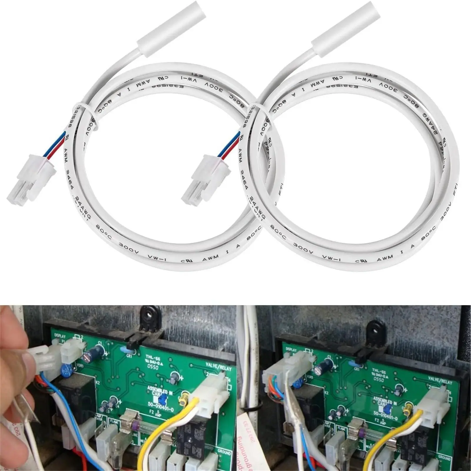 Dometic Fridge Thermistor Kit (2pcs: 3851210025, 3851059042) - 2 Wire Kit for RM2554, RM2551 Car Engine Repair, High-Quality Materials, Better Insulation Double-Layer Sealing, Epoxy Coated Eco-Friendly Temp Sensor Component, Two Wire Kit