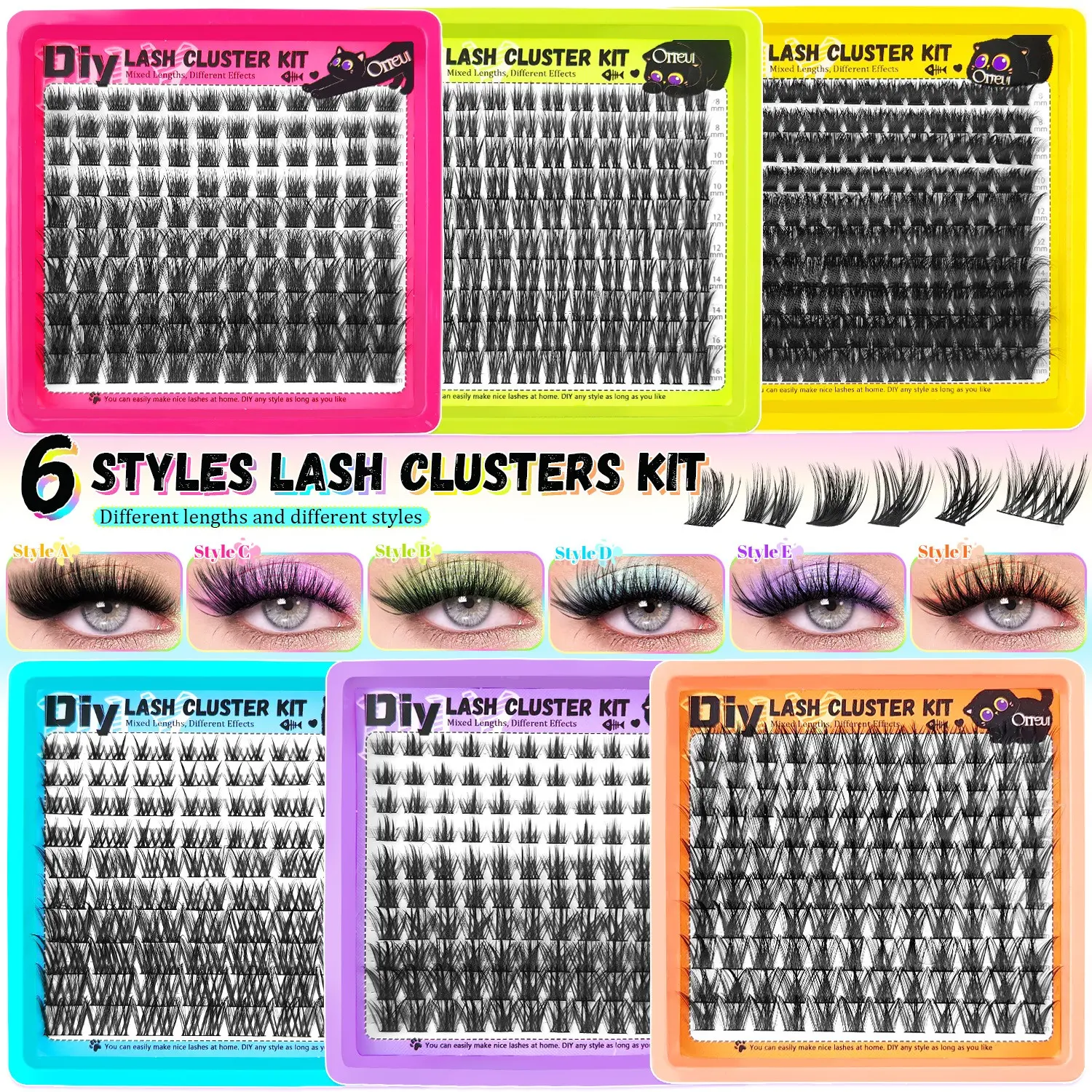 6 Styles Upgrade Lashes with Ultra-Dense, Lashes KitWaterproof, Long-Lasting Lashes | Flora | Natural Daily,Volume Style | Beginner-Friendly Lashes for Flawless,Voluminous Look [Waterproof Long-Lasting LashExtension Kit Must-Have Clusters