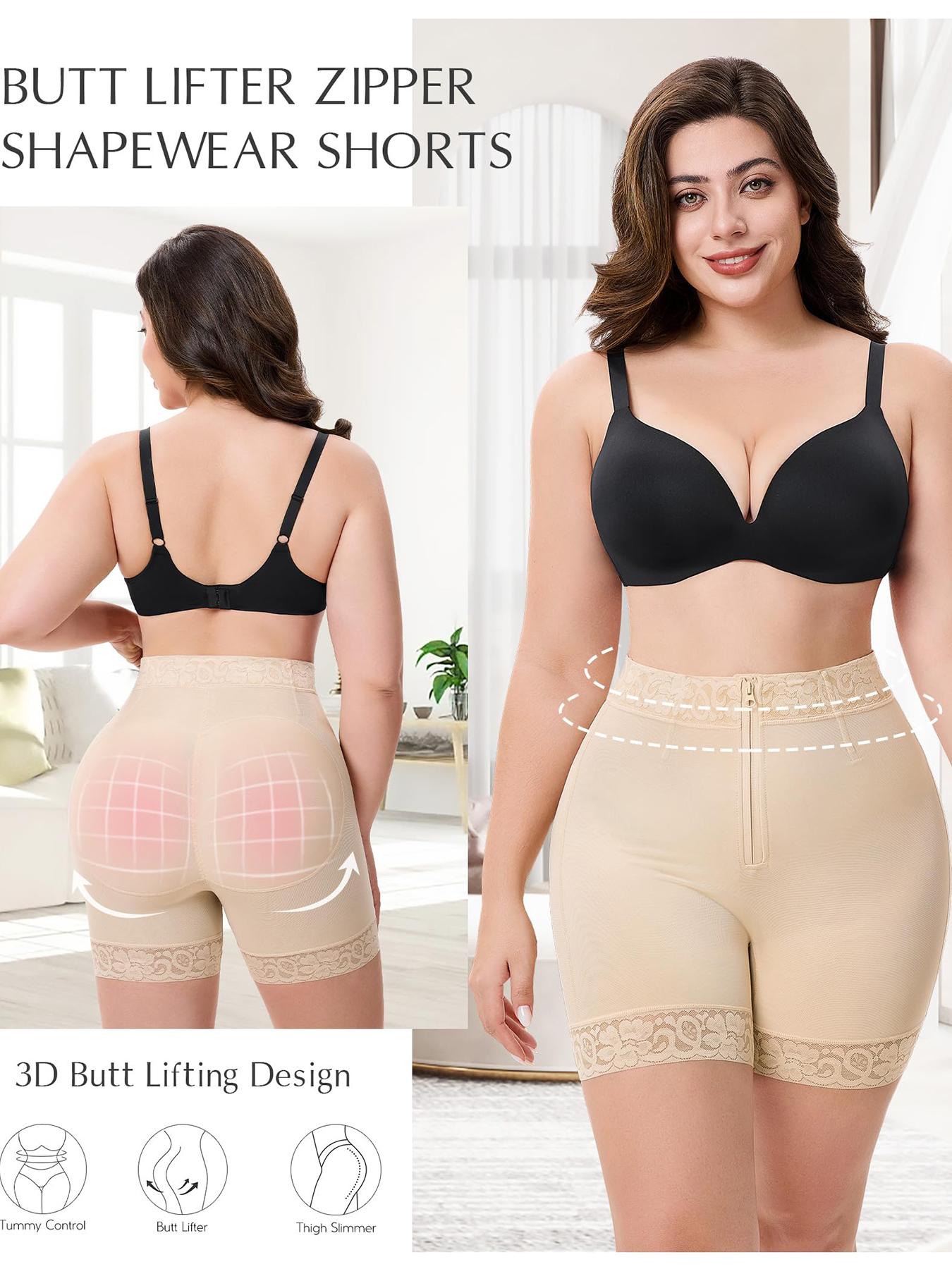 Women's High Waist Lace Trim Shapewear Shorts, Tummy Control Butt Lifting Shapewear Bottoms, High Stretch Shaper for Daily Wear