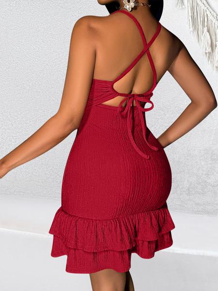 Aliling Christmas Dresses Elegant Sexy Backless Midi Dress, Slim-Fitting Sleeveless Party Dress, All-Seasons Wearable Women's Fashion Apparel