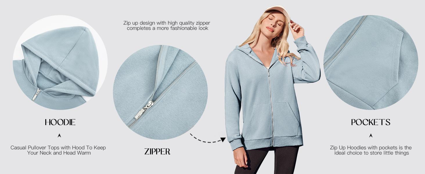 Yousify Women Casual Full Zip Up Plush Hoodie Comfy Loose Solid Sweatshirt Long Sleeve Jacket with Pockets Yousify Women Casual Full Zip Up Plush Hoodie Comfy Loose Solid Sweatshirt Long Sleeve Jacket with Pockets