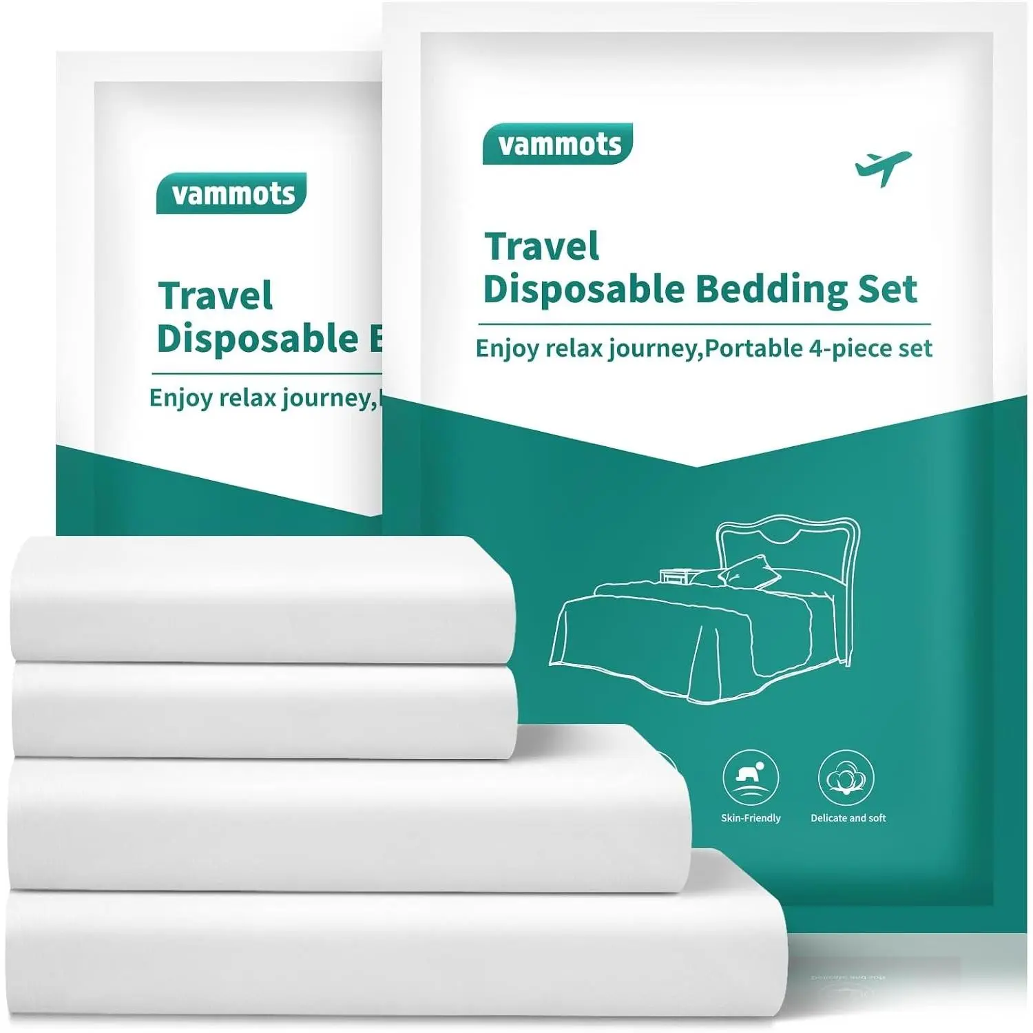 Disposable Bed Sheets for Hotel, King Size Travel Disposable Bedding Set,Disposable Duvet/Comforter Cover,Safe and Portable for Travel,Contains 2bed Sheet 2quilt Cover and 4pillowcasesGift