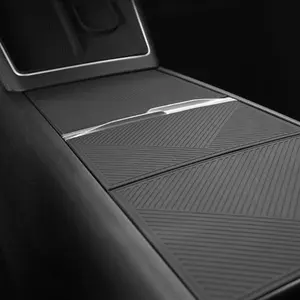 for Tesla Model 3 Highland 2024-2025 & Model Y Juniper 2025-2026 Center Console Silicone Wrap Kit, No Adhesive Electrostatic Adsorption Cover