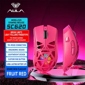 Aula Sc620 Tri-Mode Hollow Gaming Mouse, Gaming PC Accessories, Adjustable Dpi 6 Levels, Lightweight Design, Cool RGB Lighting, Type-C Charging, Compatible with Laptops/pcs
