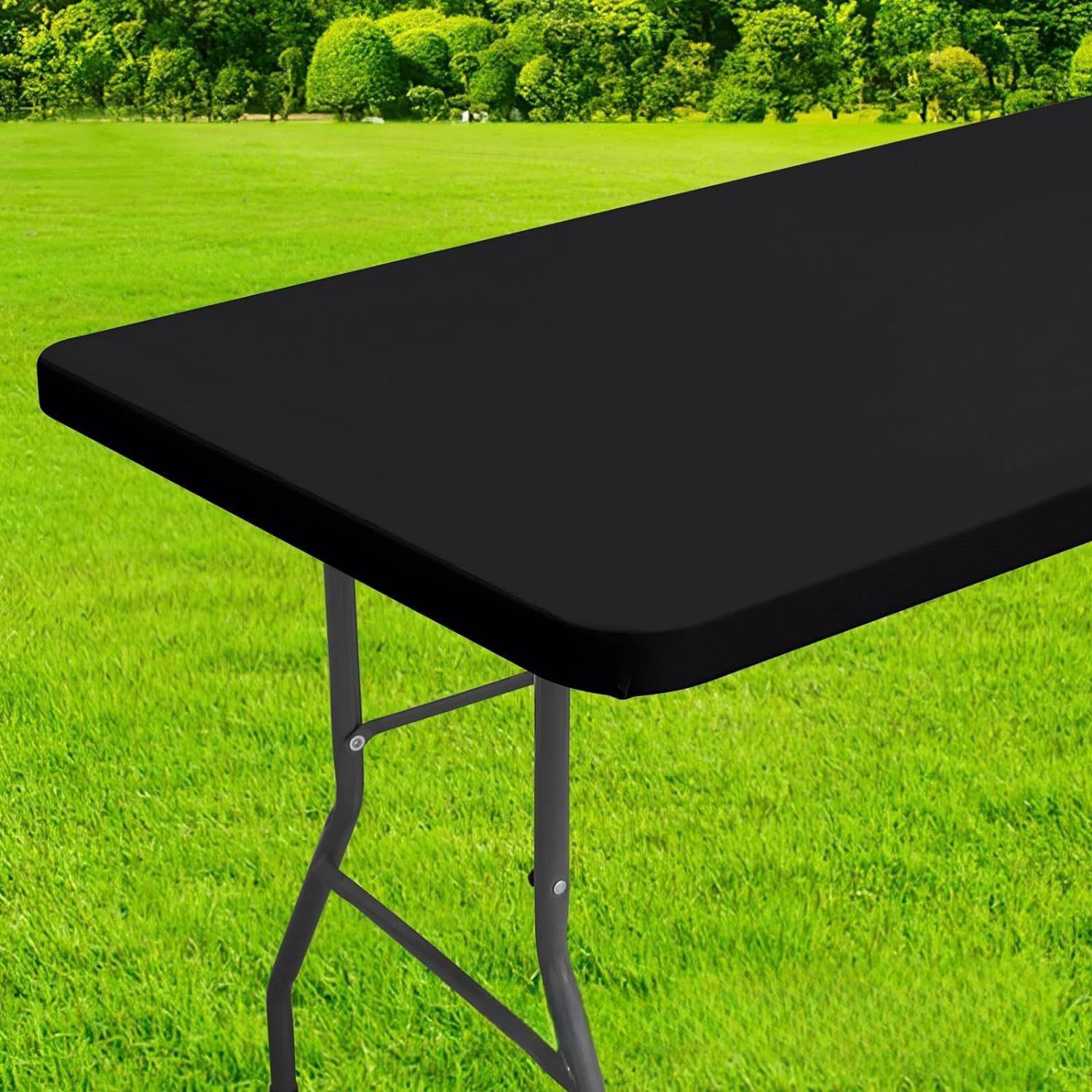 Rectangular Elastic Table Cover, 1 Count Solid Color Washable Tablecloth, Table Cover for Outdoor Dining Table, Home Party, Wedding, Picnic, Outdoor Camping, Rectangle Tablecloth