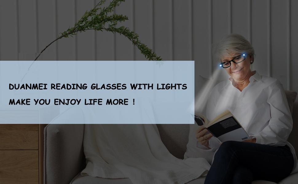 Reading Glasses with Light Magnifying Glasses with Light Led Magnifier Eyeglasses Nighttime Reader Frame Eyewear+2.5