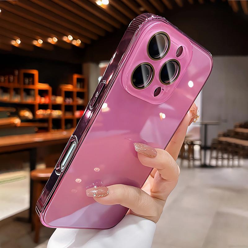 Ice-Cool Glass Phone Case for iPhone 17/16/15/14/13/12/11 Pro Max, Full-Body Protective Shockproof Silicone Cover with Lens Protection, Simple Pure-Color Design for Men and Women