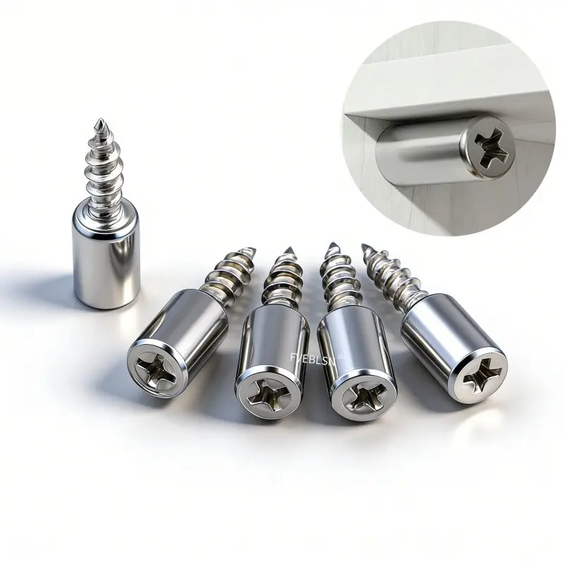 40/100 Self-Tapping Shelf Support Screws, Anti-Slip Rubber Caps, Nickel Plated Round Head Cross Carbon Steel Fasteners, DIY Home Projects