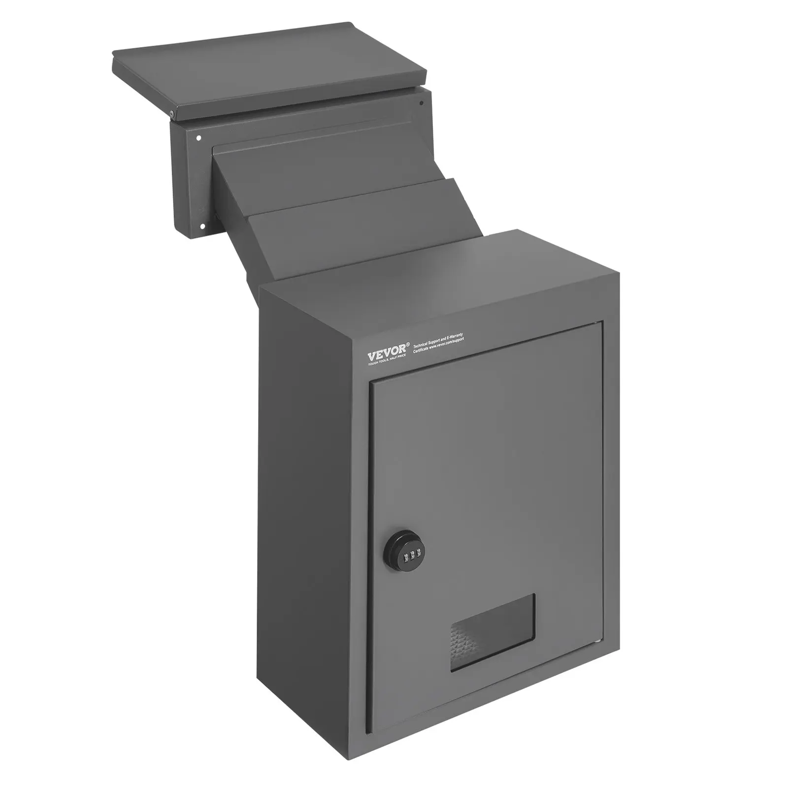 【DealsForYouDays】VEVOR Through The Wall Drop Box, Heavy Duty Steel Through The Wall Mailbox with 2.8-7.9" 13" Combination Lock, 12.5x6.3x16.9 Mail Drop Box, Dark Gray
