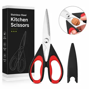 Heavy Duty Stainless Steel Kitchen Scissors Set with Protective Sheath, Multi-Purpose Food Prep Shears for Meat & Poultry, Dishwasher Safe