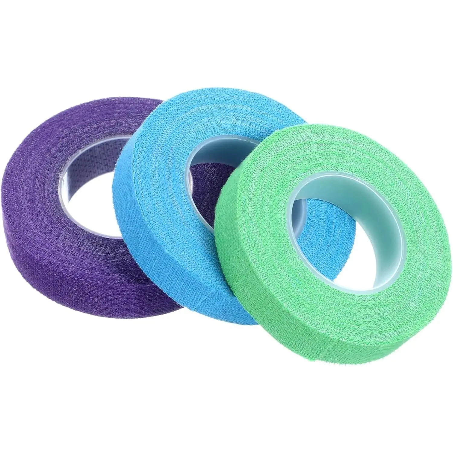 3 Rolls Self-Adhesive Cotton Thimble Tape - Breathable Grip, Flexible Wrap Finger Protector for Hand Sewing, Quilting (Green, Purple, Blue)