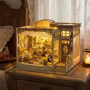 3D Puzzle Luxury Jewelry Store DIY House, Desktop Decor, New Year Gift, Requires Battery, Handmade Craft Kit, Perfect Holiday Present