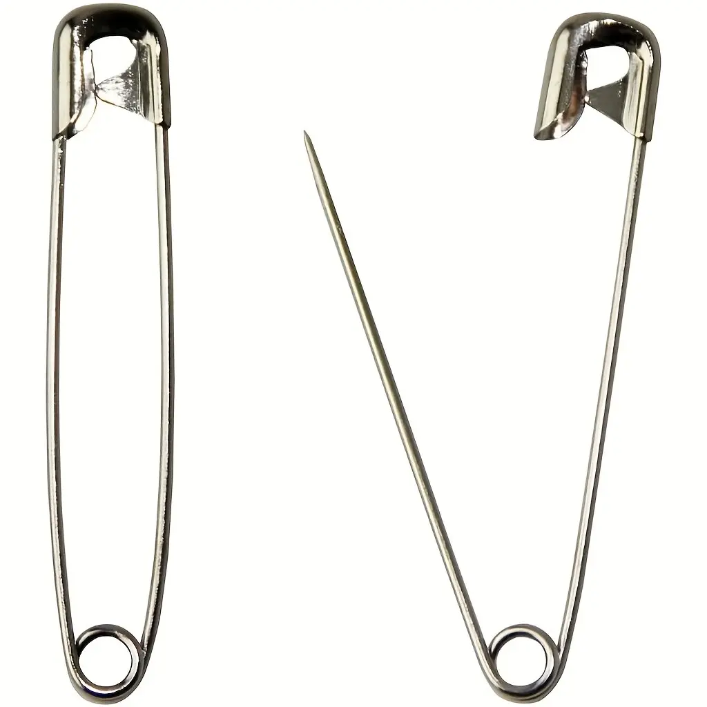 60 Pieces Large Safety Pins, Durable Rust-Resistant Nickel Plated Steel Sewing Pins, Sewing Supplies, Size 4, 2.2 Inches/55 Millimeters, Secure Fastening Solution
