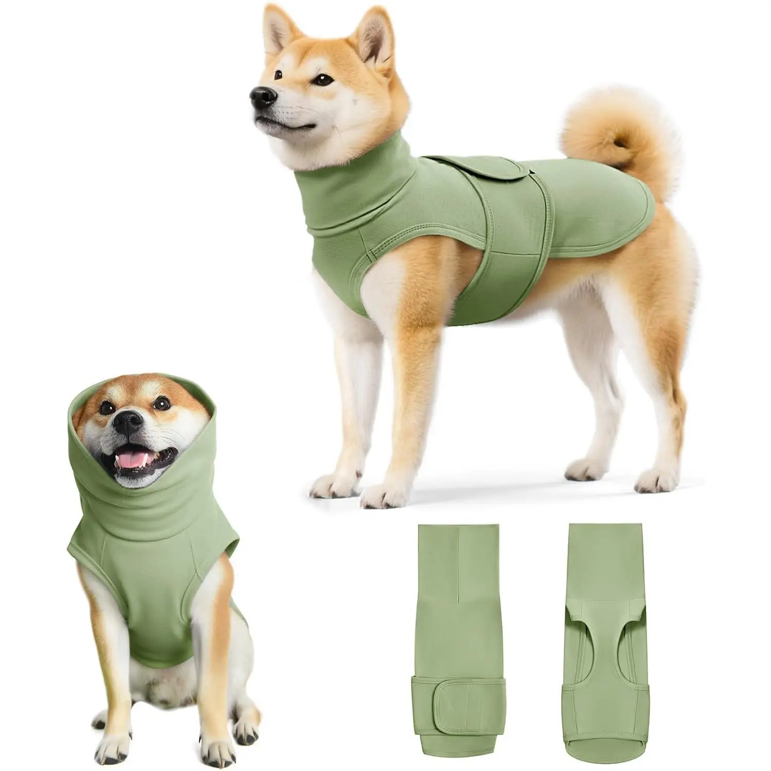 Dog Anxiety Calming Vest Adjustable Turtleneck Thunder Shirt Jacket for Fireworks, Separation, Vet Visits, Pet Hoodie for Large Medium Dogs