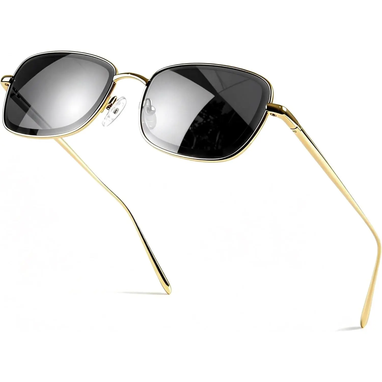 Trendy Sunglasses for Women,Y2k Narrow Thin Shades | Rectangle Metal Frame Sun glasses,Chic Elegant w UV400 Protection,Non-polarized Eyewear