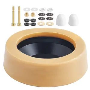 VEVOR Toilet Wax Ring Kit, 1.6-Inch Extra Thick Wax Ring for Toilet Bowls with Rust-Resistant Brass Bolts, Caps and Washers, Fits 3-Inch or 4-Inch Drain Pipes, Superior Sealing Performance