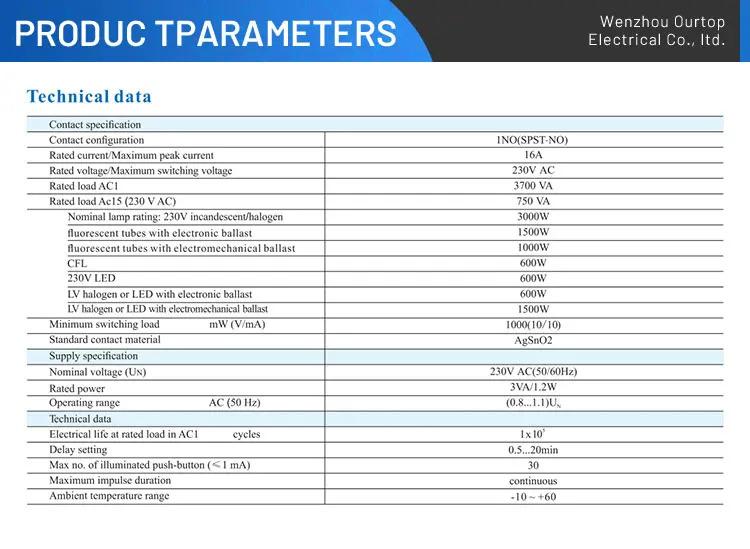 ATS16 Electronic Staircase Timer Ourtop 16A Multi-function time setting from 30 seconds to 20 minutes