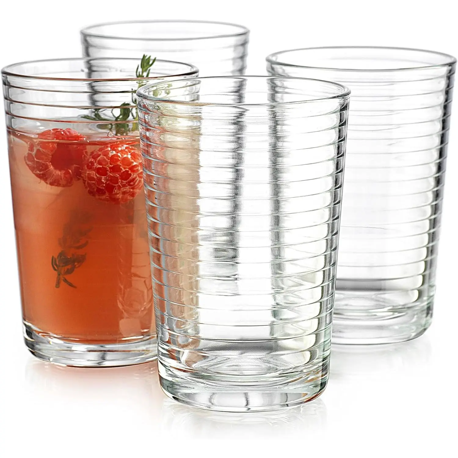Juice Glasses 7 oz.Set Of 4 Glass Cups –Beverage Water Tumblers for Juice, Whiskey, Cocktails, Iced Tea.Dishwasher safe.