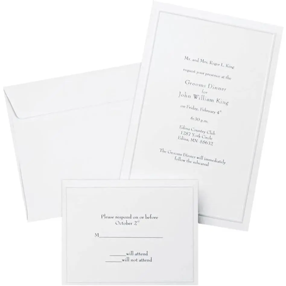 Border Wedding Invitation Kit,  White, 50-Count (61001)