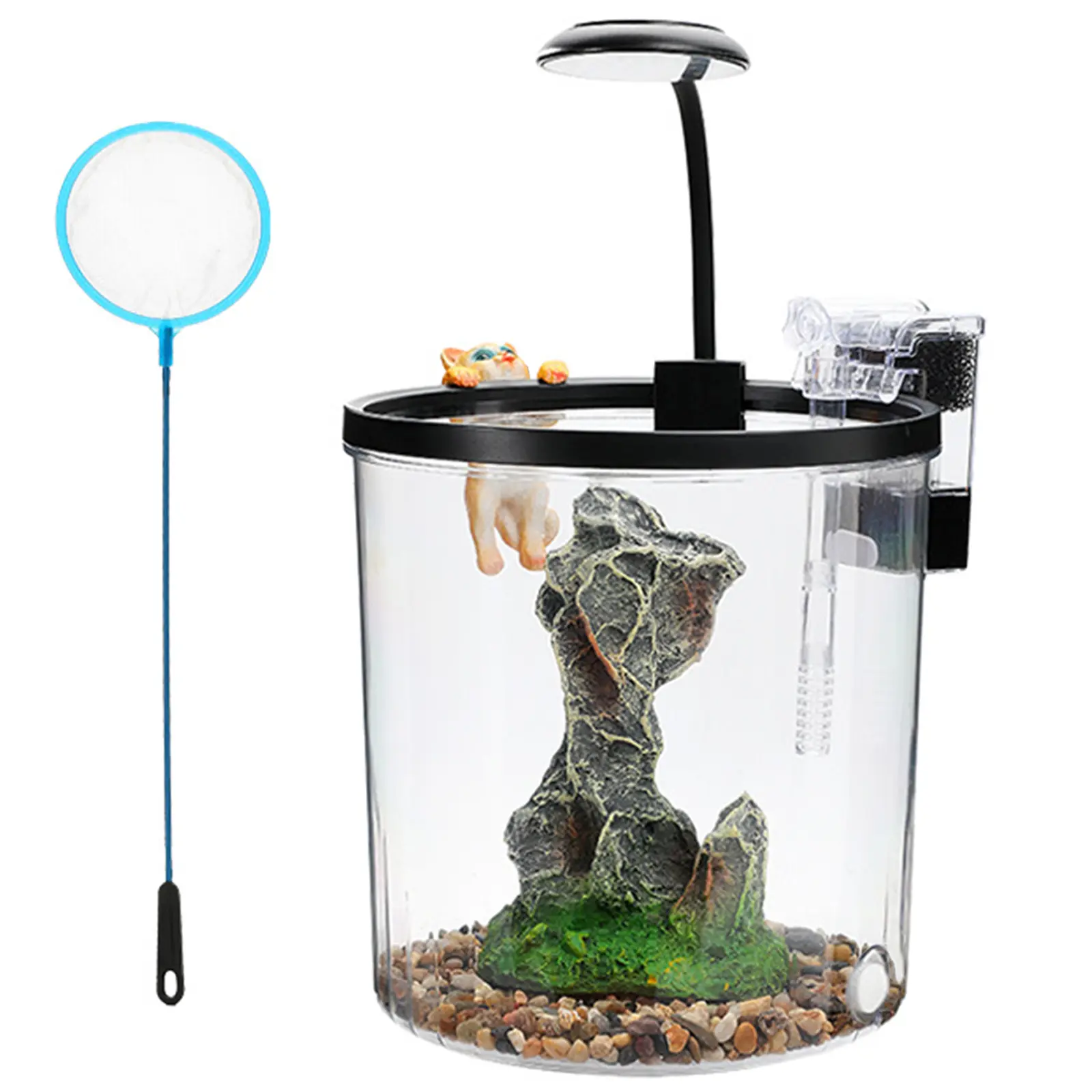 Mini Fish Tank with Filter and Light, Small Fish Tank, 6Pcs Tall Aquarium Starter Kit, 1.3 Gallon Goldfish Tank for Beta Aquarium Starter Kits