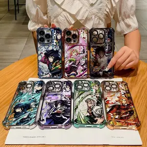Anime Demon Slayer Plating Case for iPhone 17 Pro Max Air 16 15 14 13 12 Pro Max Plus & Samsung Galaxy S26 Ultra S25 S24 S23 S22 S21 Plus Anti-Fall Airabag Back Cover Halloween Gifts Protection Cellphone Shockproof Screen Protector, Accessories, Smartphon