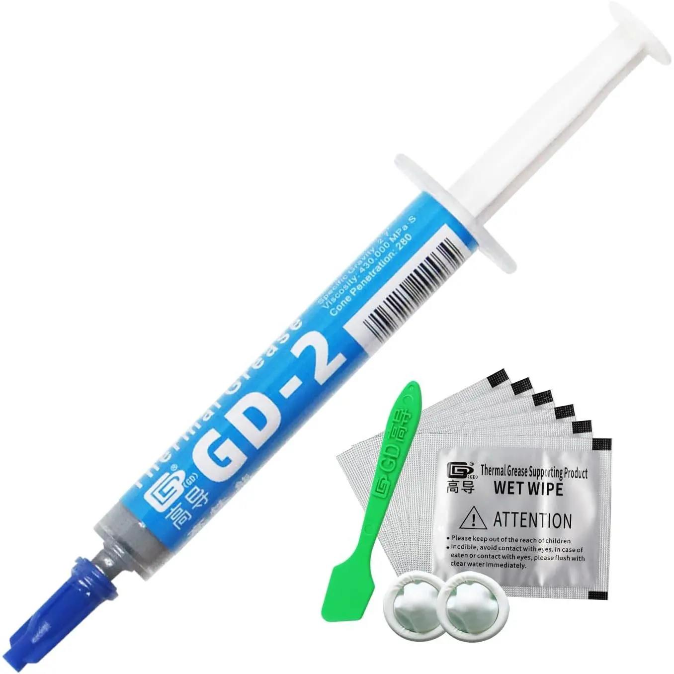 GD-2 (4 g, incl. 1 Spatula, 6 Wet Wipes, 2 Finger Cots)  Thermal Conductive  Paste  Compound for CPU, GPU, Heat Sink Cooler