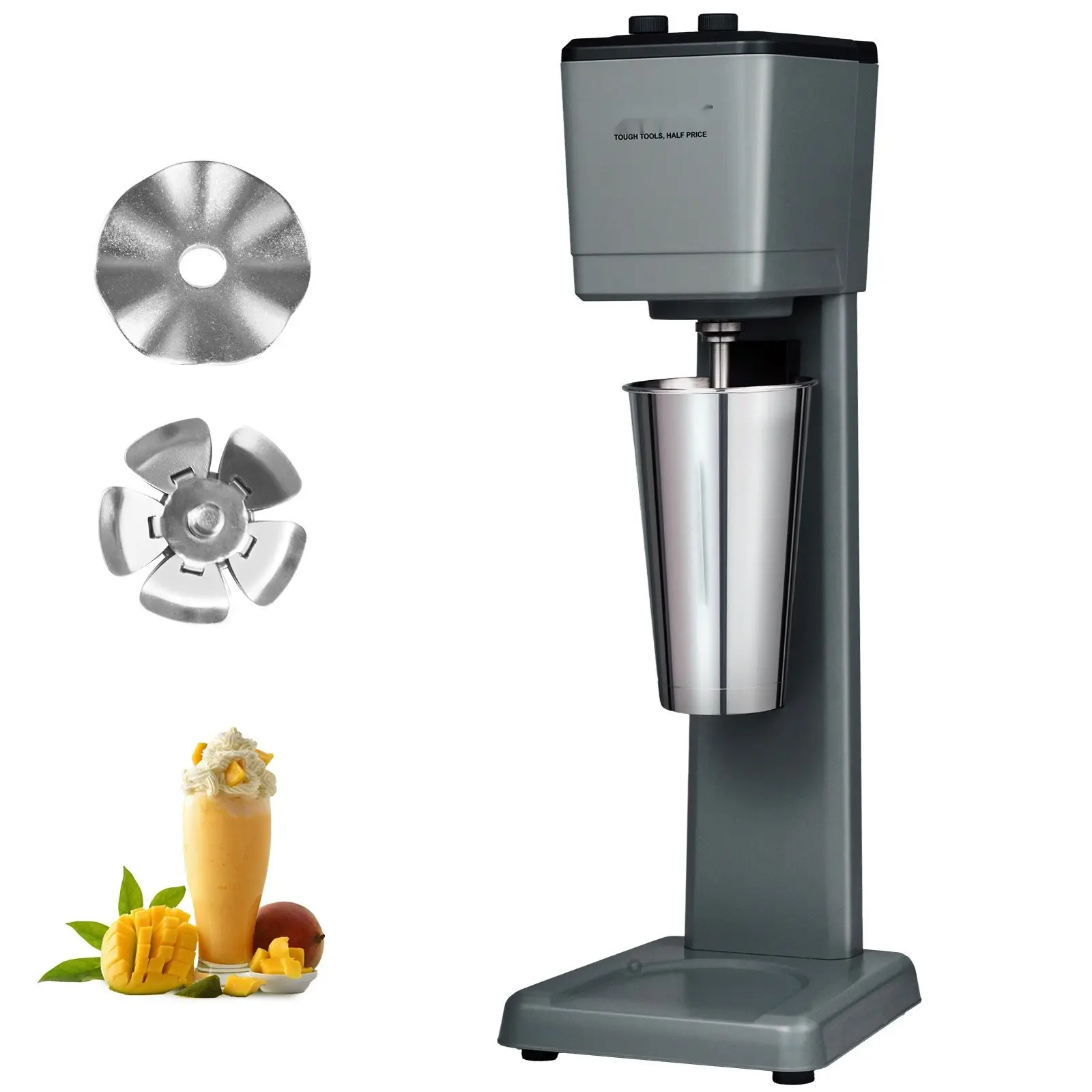 3-Speed Motor Commercial Milkshake Maker Machine, 375W Heavy-Duty Single-Head Drink Mixer, Lotus Shape 27.7oz Stainless Steel Cup Fast Blending Equipment for Restaurants, Cafes