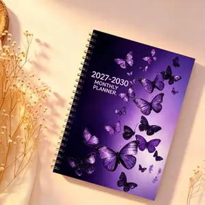 2027-2030 Monthly Planner/Calendar - January 2027 to December 2030, 4-Year Monthly Planner, Purple and Black Butterfly Themed Cover Design Notebook, Yearly Calendar Planning, Monthly Tabs, 48-Month Calendar, 5.5 x 8.3 Inches Thickened Paper, Elastic Cover