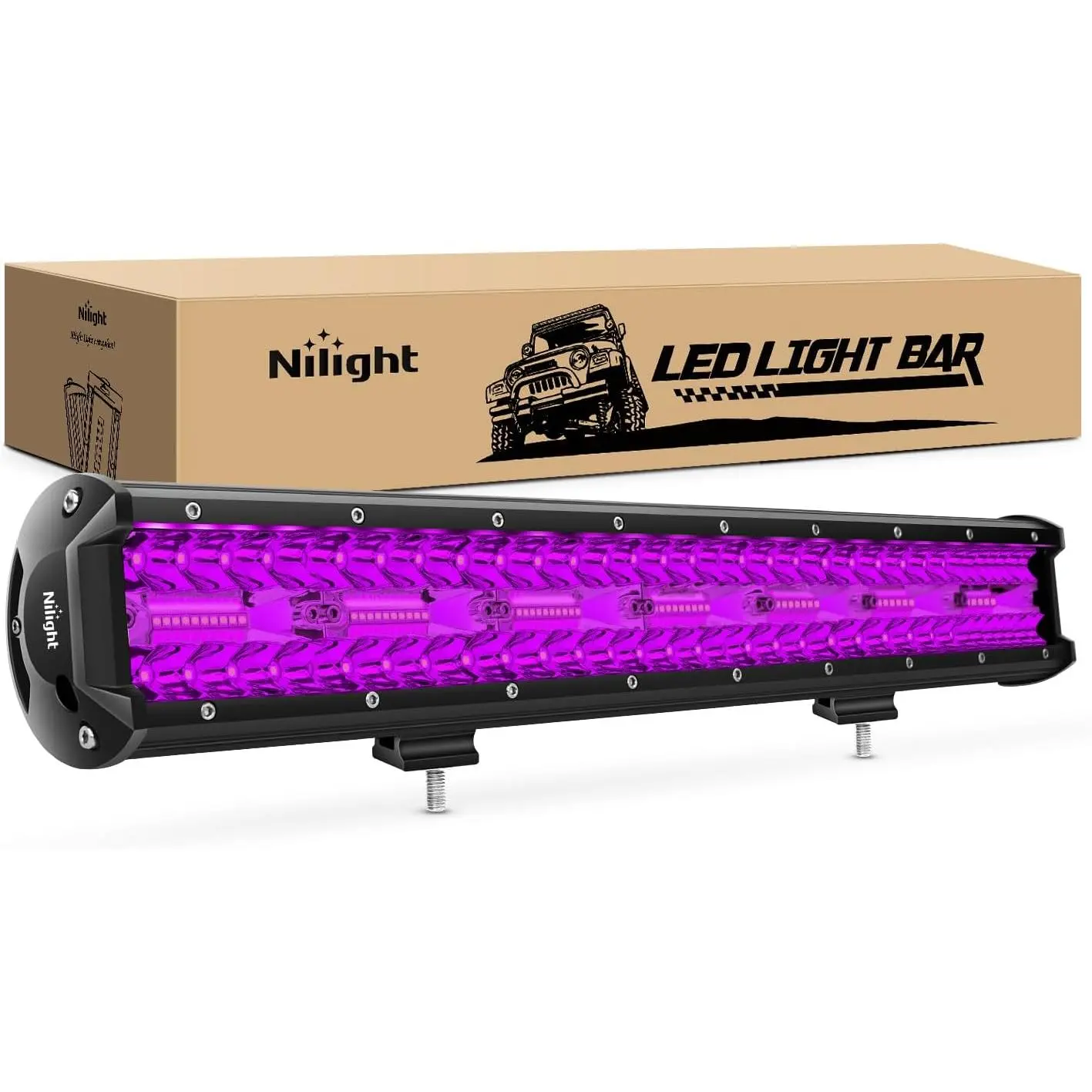 Nilight 20 Inch LED Light Bar Purple Triple Row 420W Flood Spot Combo Off Road Driving Decoration Neon Hunting Lighting for UTV Pick-up Van Boat Tractor, Led Bar Light Light Bars & Work Lights, Offroad Light Bars & Work Lights
