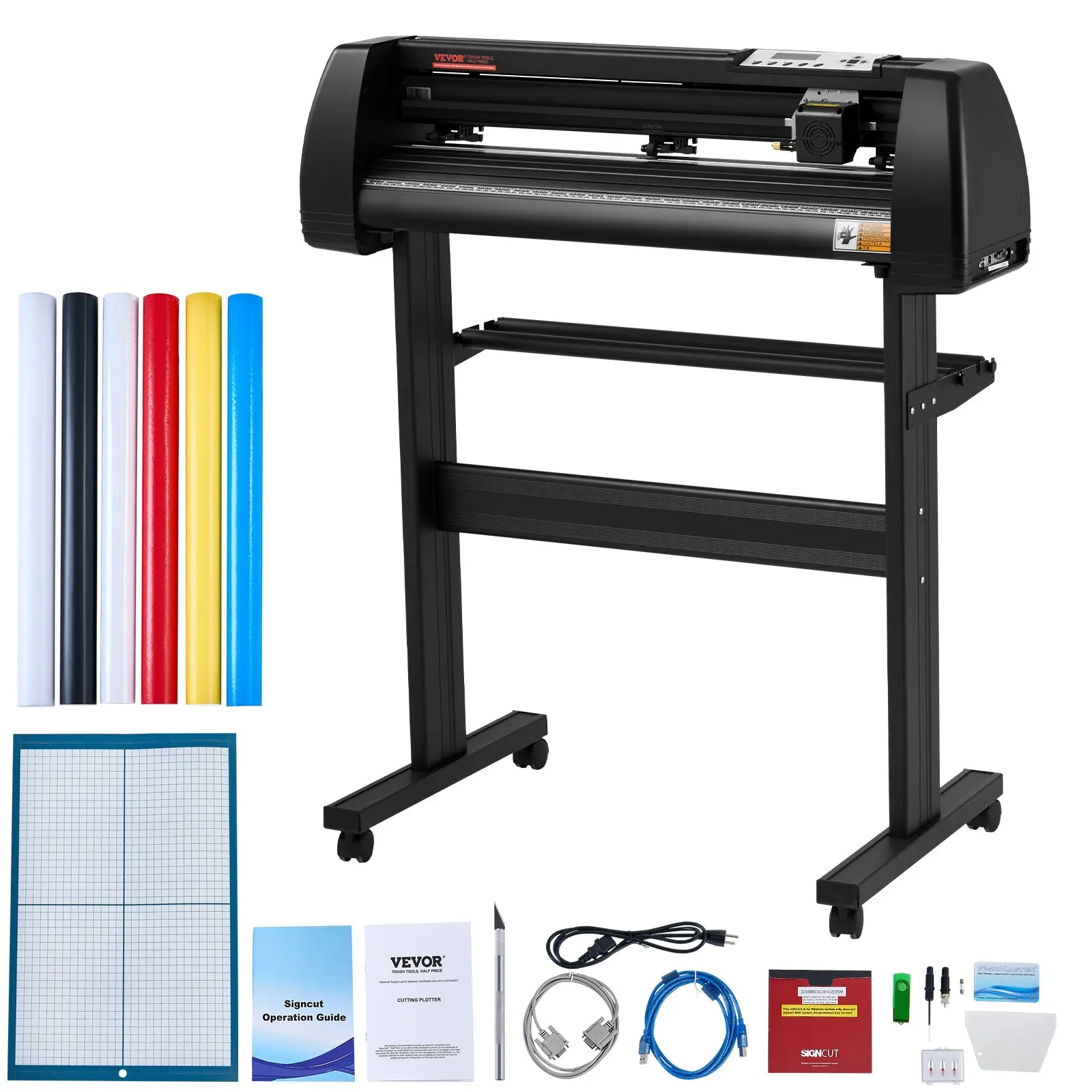 【Summerfinds】VEVOR Vinyl Cutter Machine, 28inch Vinyl Plotter, LCD Display Plotter Cutter, Adjustable Double-Spring Pinch Rollers Sign Cutting Plotter, Plotter with Signmaster Software for Design and Cut