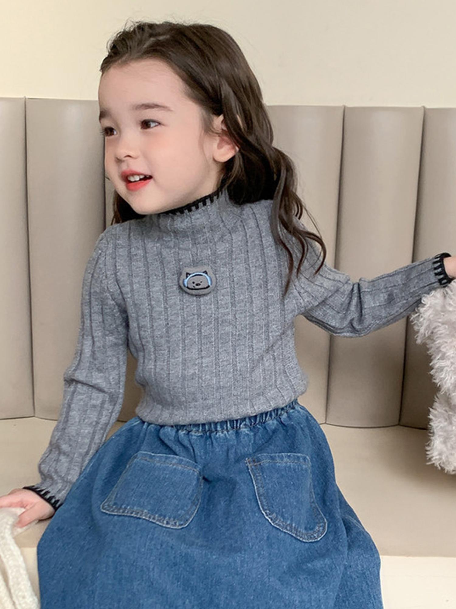 Girls' Thickened Turtleneck Sweater - Slim Fit Winter Warm Base Layer, Cute Solid Color Sweaters for Uniforms & Layering, Hand Washable Cold Weather Sweating Less for (for easy Outfits)