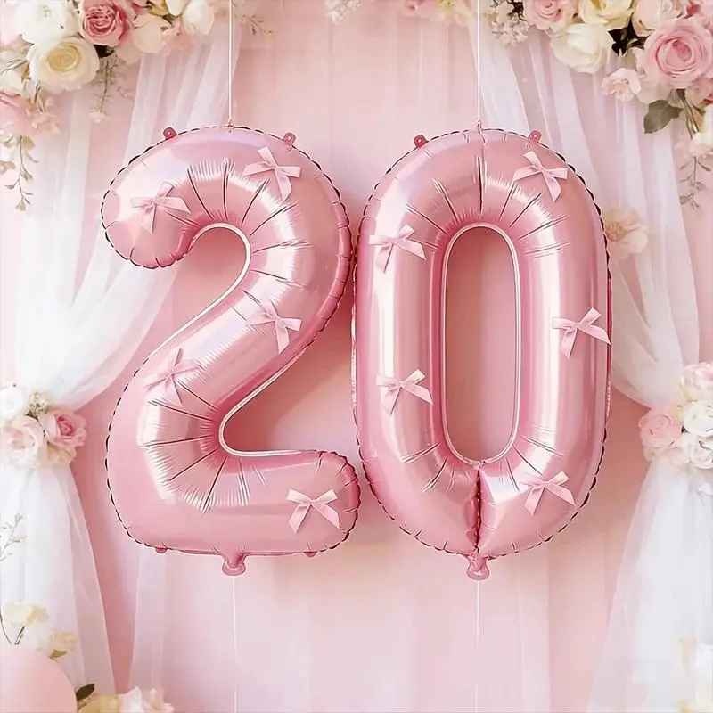 40Inch Pink Aluminum Foil Number Balloon，Suitable for birthday parties、Party Decoration、Anniversary Celebration