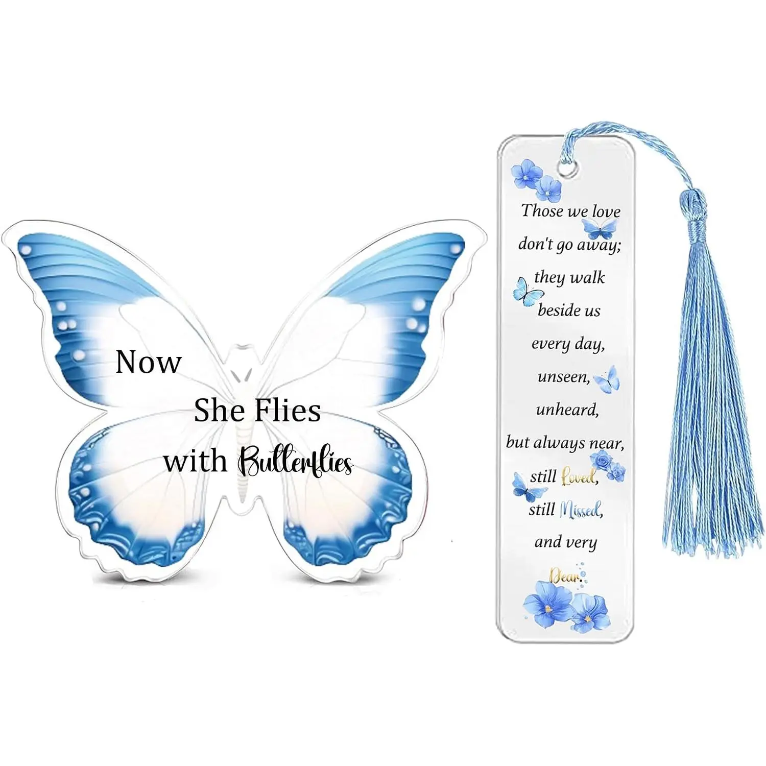 Gifts for Women Men Memorial Butterfly Shape  Bookmark Sympathy Gifts  She Flies with Butterflies Plaques Remembrance Present in Memory of Loved Gifts Sympathy Reminder for Loss of Lved