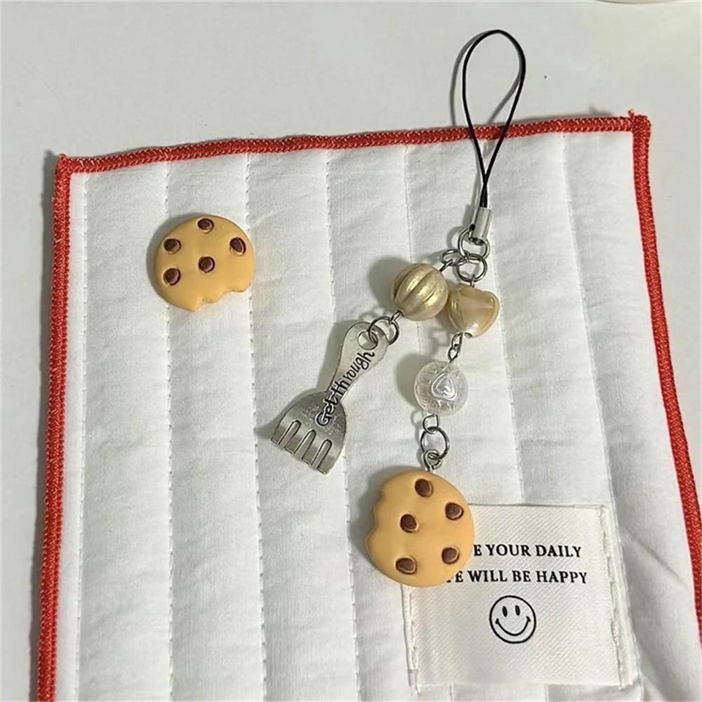 Cute 3D Strawberry Cake Cookie Pendant Phone Charm Strap Lovely Accessories Lanyard Keycord For iPhone Camera Bag Girls Jewelry