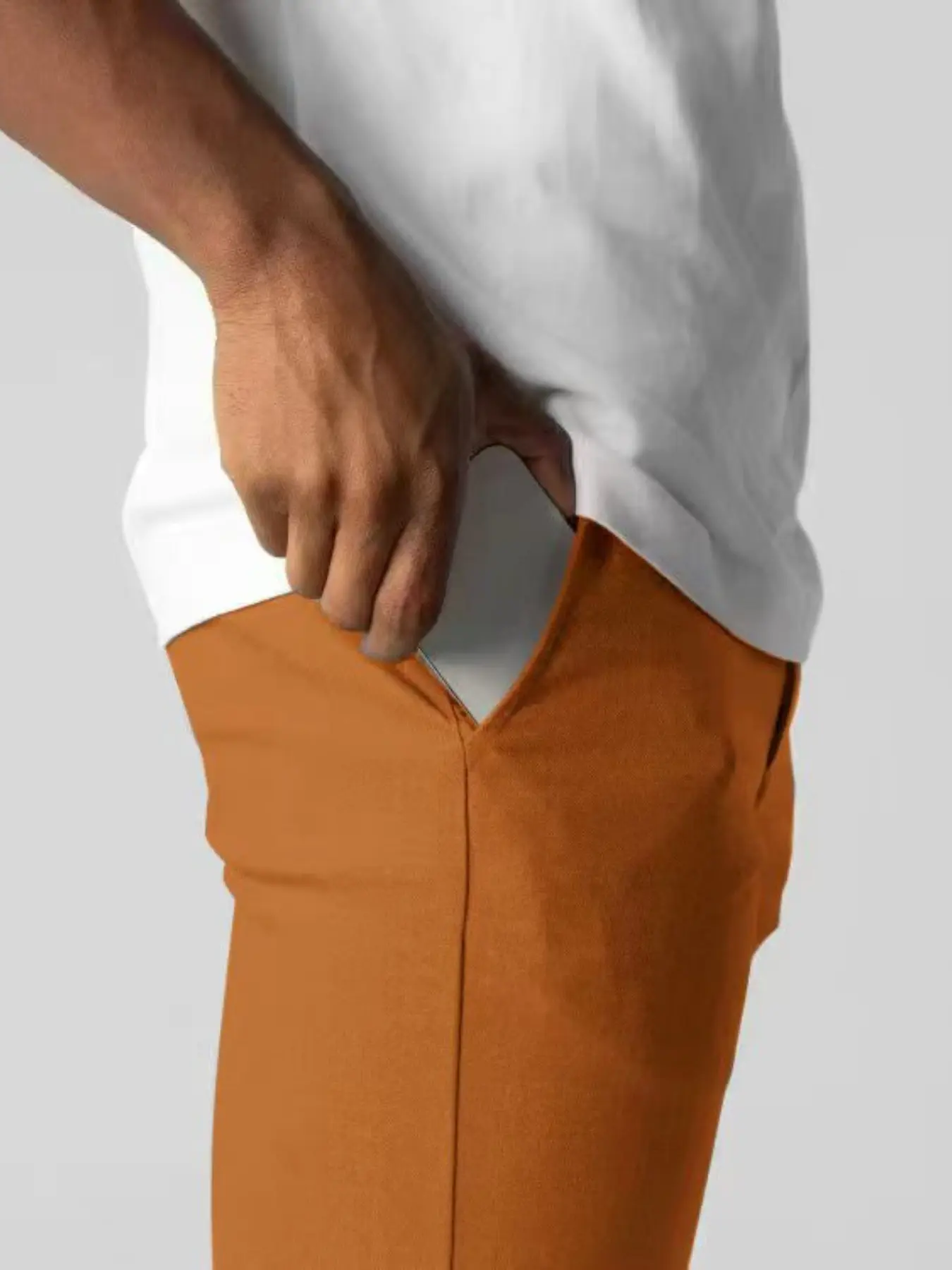 Men's High Elasticity Casual Business Pants, Casual Fitted Cut, Commute Pants, Commuting Bottoms, Slim-Fitting Ankle-Length Trousers, Button Fly, All Seasons, Office Wear, Multiple Colors