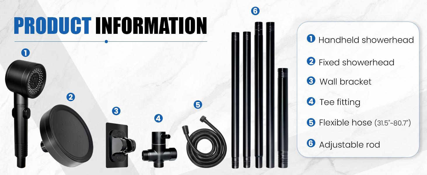 Dual Shower Head for Couples, Double Shower System for Two People, 6+3 Adjustable Spray Modes-High Pressure Tandem Showerhead with 31.5~80.7" Extendable Rod / 78.7" Long Hose, Easy Install Dual Shower Head for Couples, Double Shower System for Two People, 6+3 Adjustable Spray Modes-High Pressure Tandem Showerhead with 31.5~80.7" Extendable Rod / 78.7" Long Hose, Easy Install