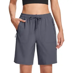 Women's Hiking Shorts Lightweight Quick Dry 8" Golf Shorts Water Resistant with 3 Zipper Pockets