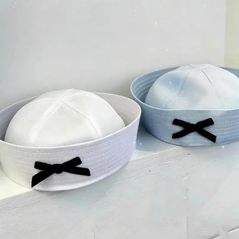 Personality Bowknot Beret Fashion Nurse Cosplay Hat Y2K Sweet Girl Spring Summer JK Beret Dome Flip Eaves Sailor Hat Women's Cap