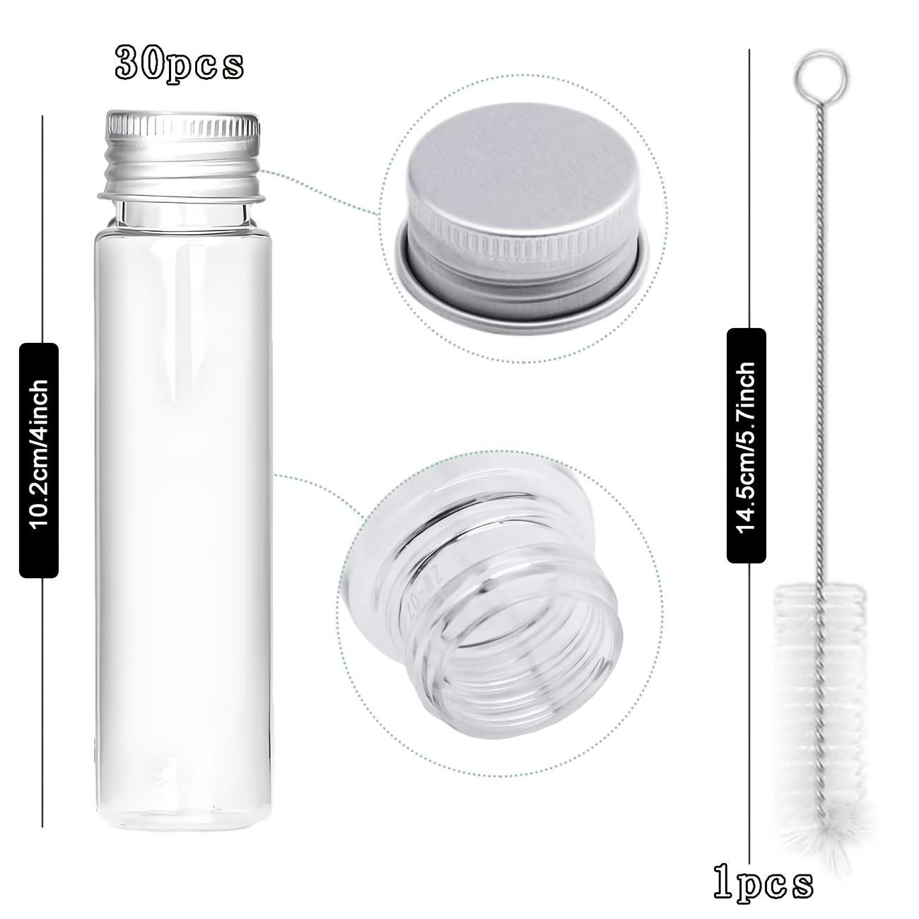 Candy Bottle Caps Plastic Test Tubes 50 Ml With Caps 30 Pack 30x104mm Clear Flat-Bottomed Test Tubes With Screw Lids Small Tubes With Caps Candy Tubes Bath Salt Containers Cool Stuff For Room Can used as a Candy jar at Home or for Travel