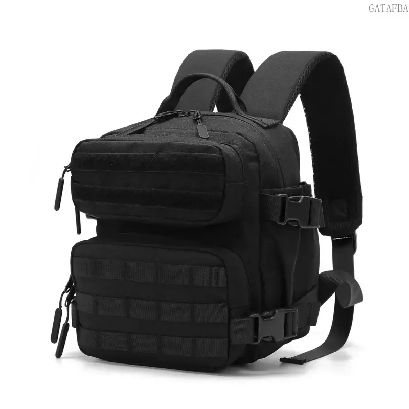 Unisex 9L Water Resistant Nylon Mini Tactical Backpack, Durable Rucksack with Padded Shoulder Straps, Multi-Functional Outdoor Storage Bag for Hiking and Camping