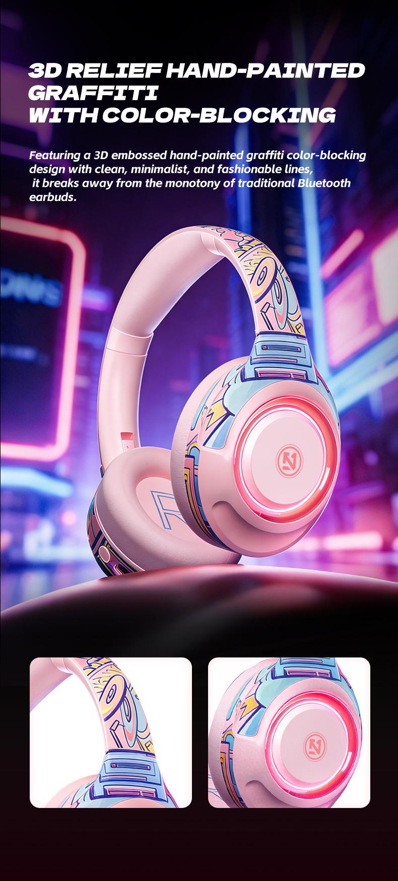 2026 New Wireless Bluetooth Gaming Headset with RGB Lights,40MM Driver,Noise Cancelling Mic,38H Playtime Headphones for PC/Mobile