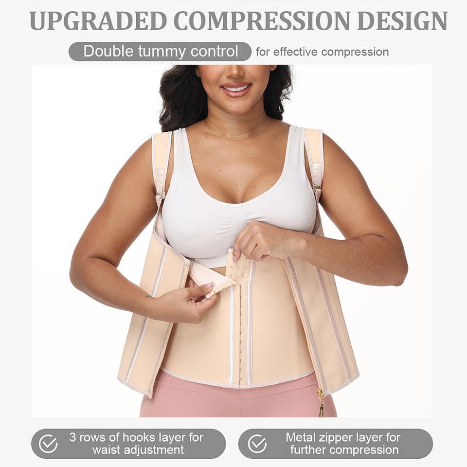 Women Waist Trainer Steel Bones Tummy Control Shapewear Premium Belly Control Body Shaper Tank Top Adjustable Shoulder Straps Vest Brazilian Faja