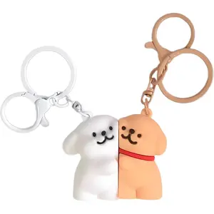 ARFUKA Magnetic Dog Keychain Set for Couple Matching Keyrings Purse Charms for Boyfriend Girlfriend, Lovers