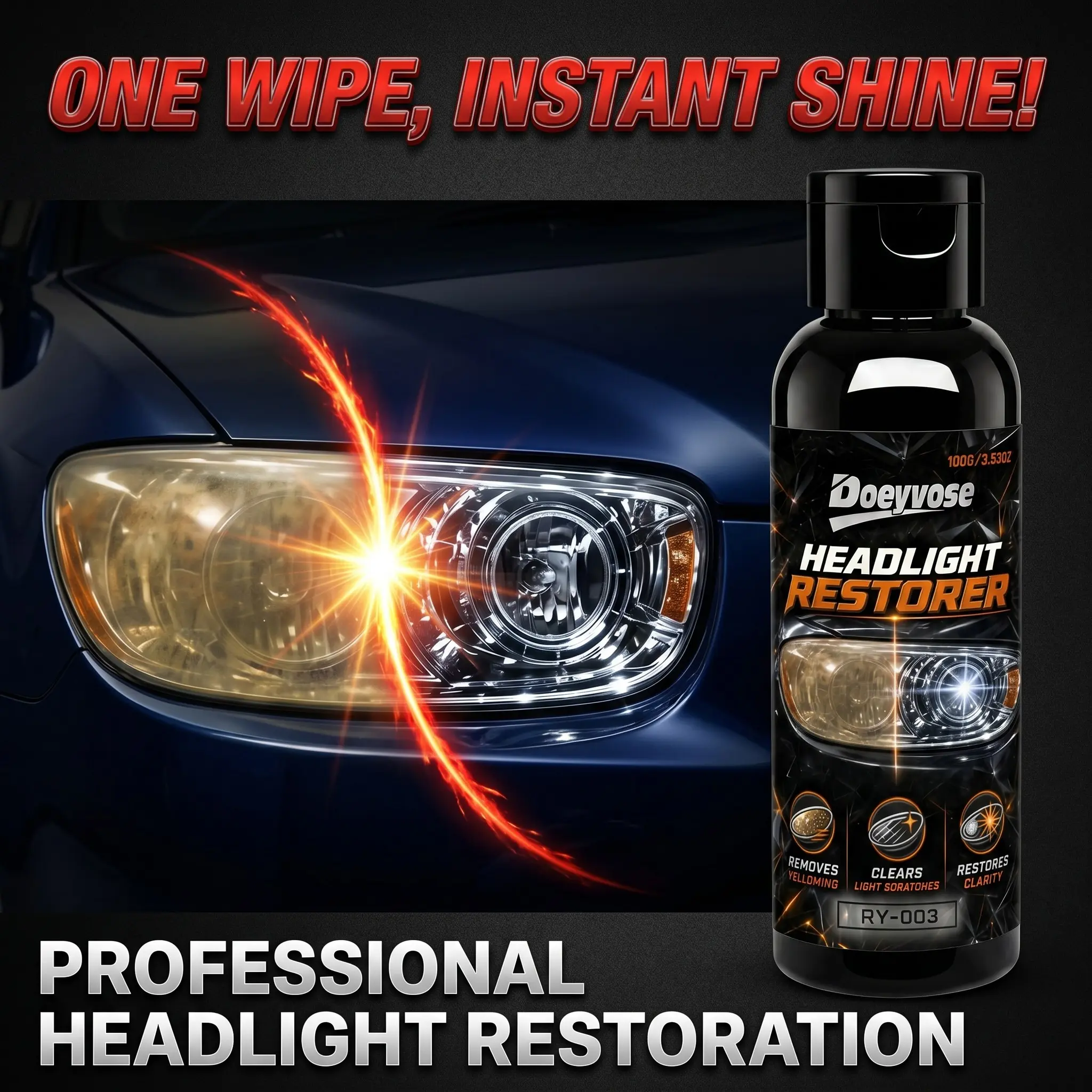 Headlight Repair Kit, Easy Operation, Polishing Restoration, Quick Fix for Aging/yellowing/fogging, Restore 90% New Brightness, Restores Brightness, Universal Car Headlight Renovation Tool