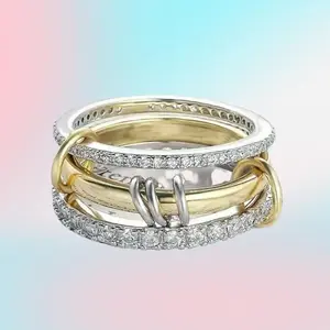 A Three-Ring Interlocking Copper Ring, A Niche Two-Color Design, Hypoallergenic Stacking Ring, Suitable For Young Women