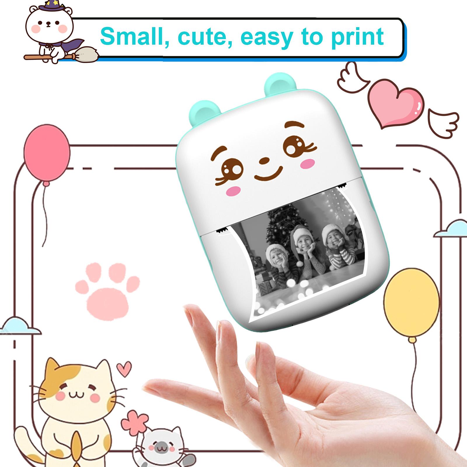 Kids Bluetooth-compatible Printer Gift Set, Portable Mini Wireless No Ink Printer with 5 Paper Rolls & Color Pens, Perfect Birthday Xmas Gift