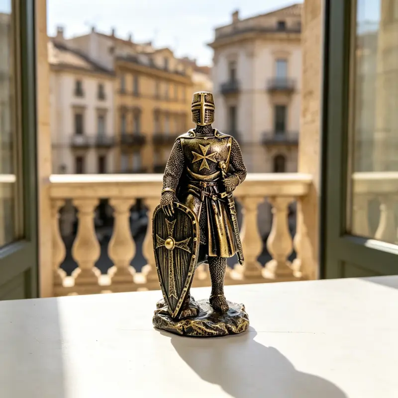 1pc Medieval Warrior Resin Figurine, Resin Figure, Vintage Copper Brown Knight Statue | Home Decor & Gift for Father's Day, Christmas & History Enthusiasts