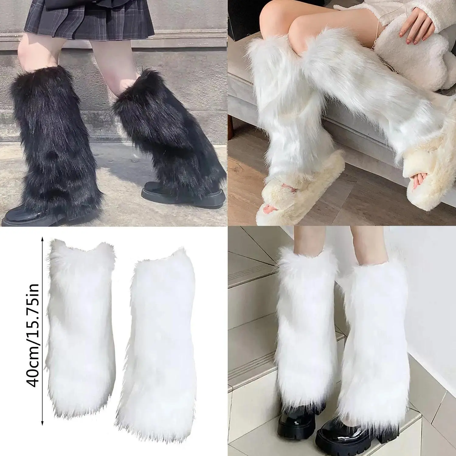 Winter Leg Warmers Fluffy/Knitted Arm Warmers Gothic Lolita Knit Long Socks Women Leg Warmer Stylish Stretchy Boots Cover