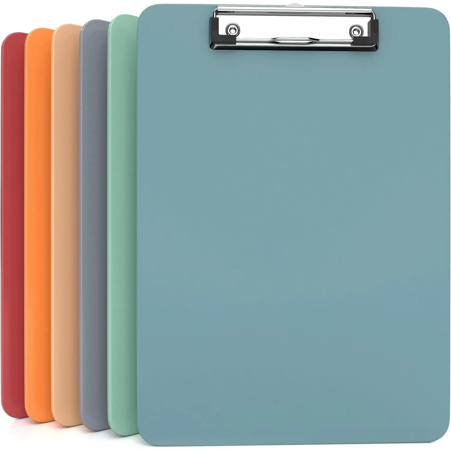 6 Pack Boho Colored Clipboards Plastic Clipboards with Low Profile Metal Clip 12.5x9 Inch Letter Size Bulk Class Set Acrylic Clipboards with Hanging Hook Holds 100 Sheets